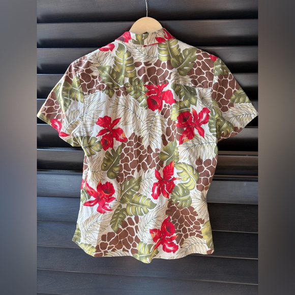 Transitions Women's Size 8 Tropical Matching Set Pants Button Down Top - Picture 3 of 13